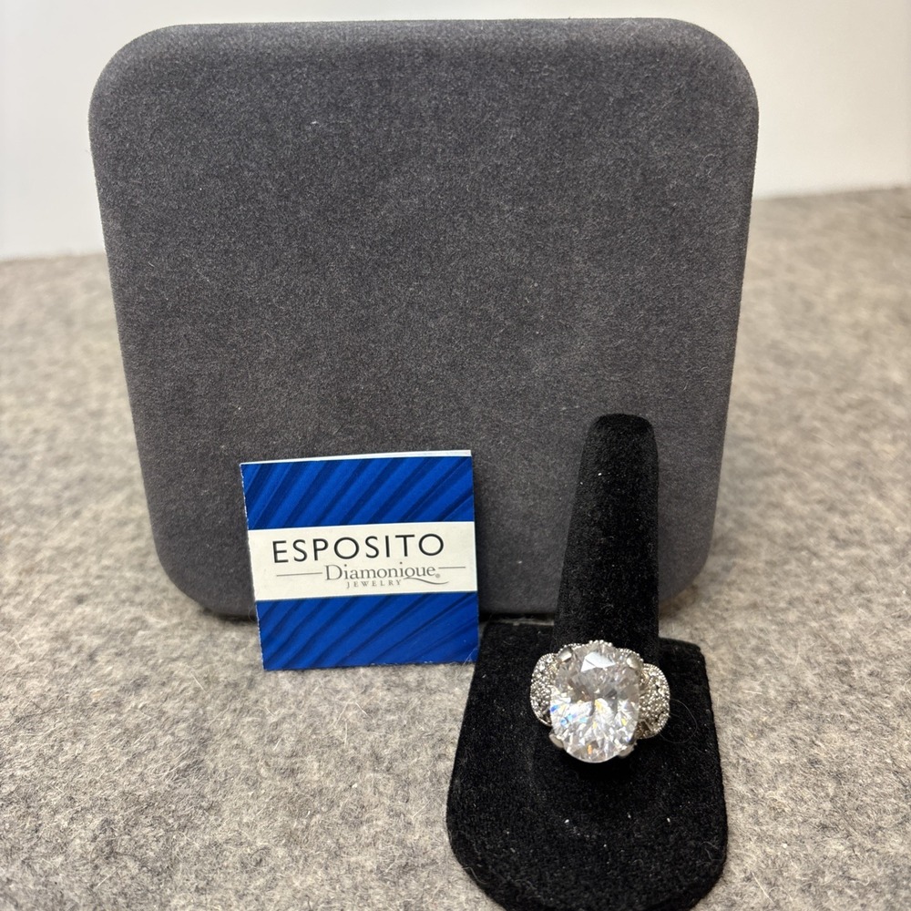 Joseph Esposito ESPO 925 Sterling Silver Diamonique CZ Ring Size 7 w/box